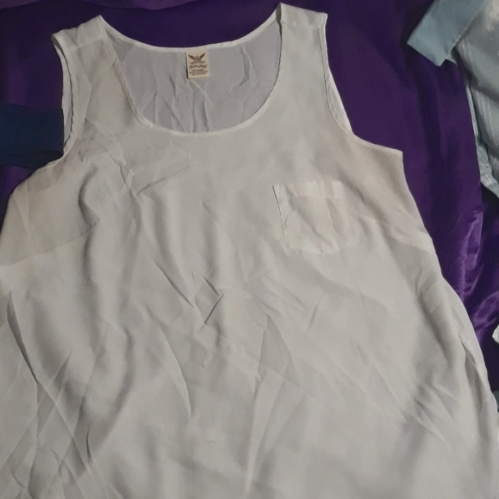 White and blue women's blouse